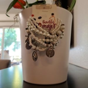 Mixed Black Beads Stretch Bracelet Set